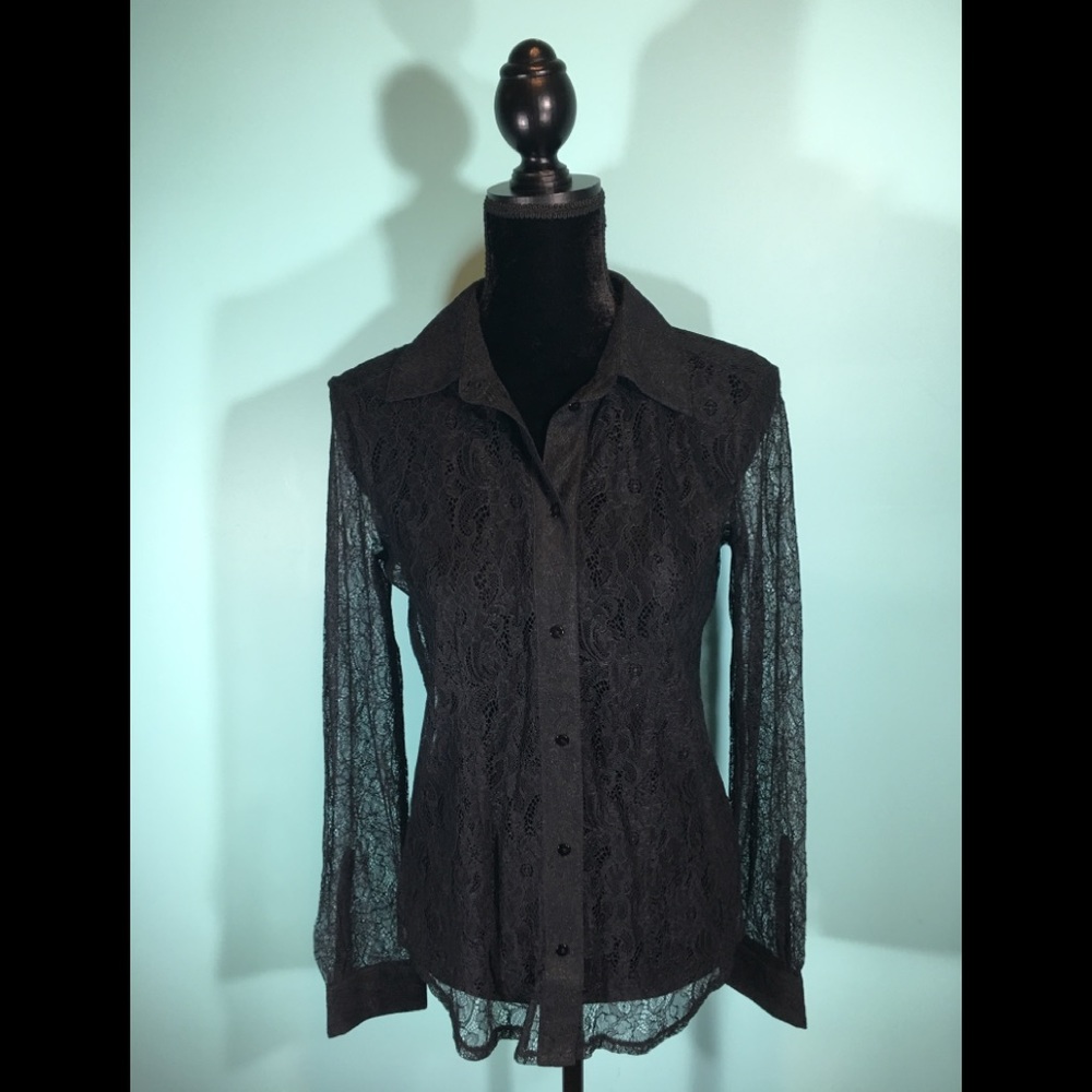 🆕 NWT Chico’s Black Lace Blouse Size 0 or (S)